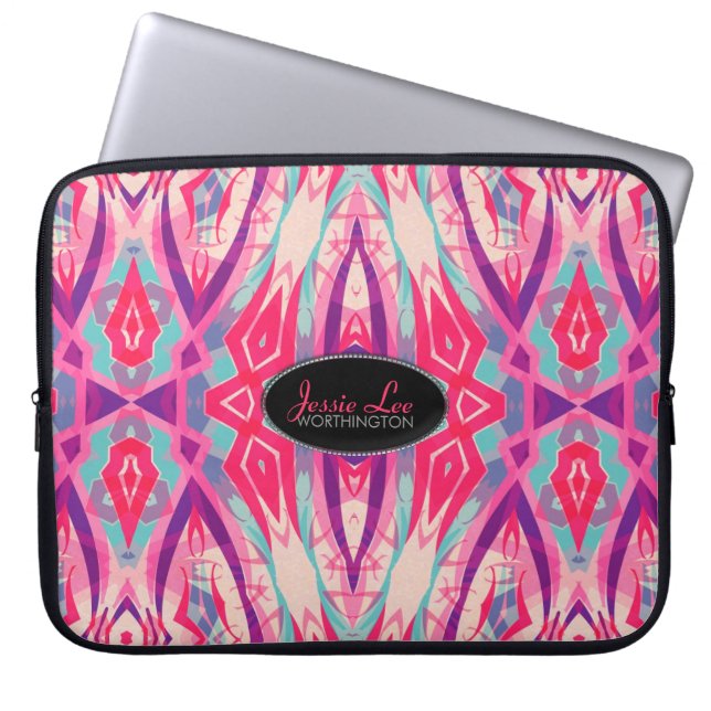 Protection Pour Ordinateur Portable Pink Retro Batik Fusion Design Portable (Devant)