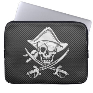 Protection Pour Ordinateur Portable Pirate souriant d'argent sur le style fibre de car