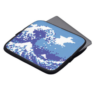 Protection Pour Ordinateur Portable Pixel Tsunami bleu 8 bits Pixel Art