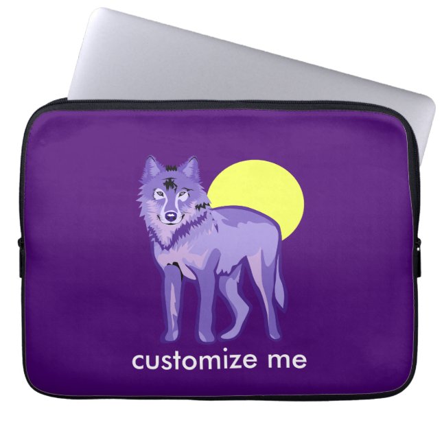 Protection Pour Ordinateur Portable Pleine lune de loup pourpre (Devant)