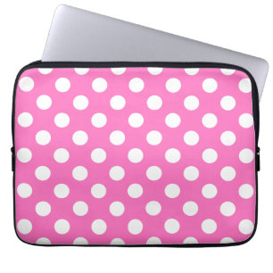 Protection Pour Ordinateur Portable Pois blancs sur rose