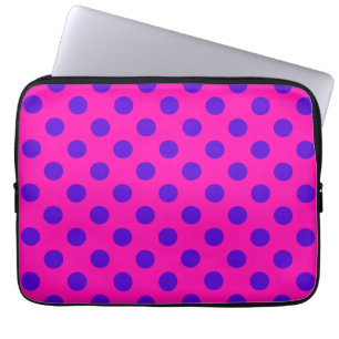 Protection Pour Ordinateur Portable Pois bleus sur fuchsia