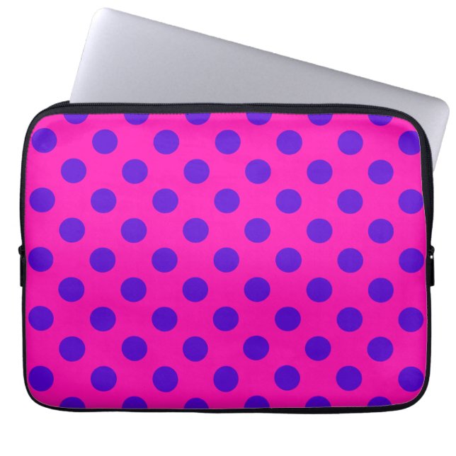 Protection Pour Ordinateur Portable Pois bleus sur fuchsia (Devant)