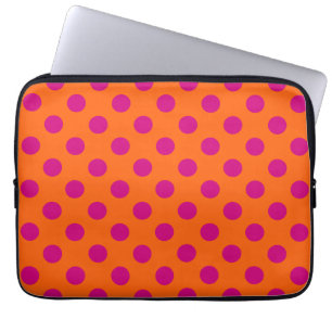Protection Pour Ordinateur Portable Pois Fuchsia orange