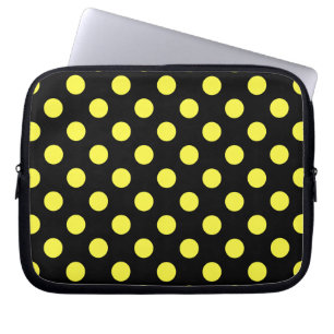 Protection Pour Ordinateur Portable Pois jaunes sur fond noir