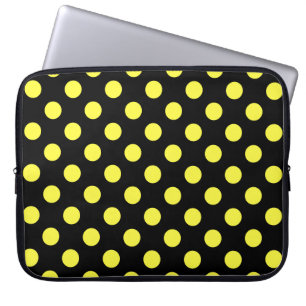 Protection Pour Ordinateur Portable Pois jaunes sur fond noir