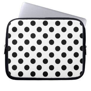Protection Pour Ordinateur Portable Pois noirs en blanc