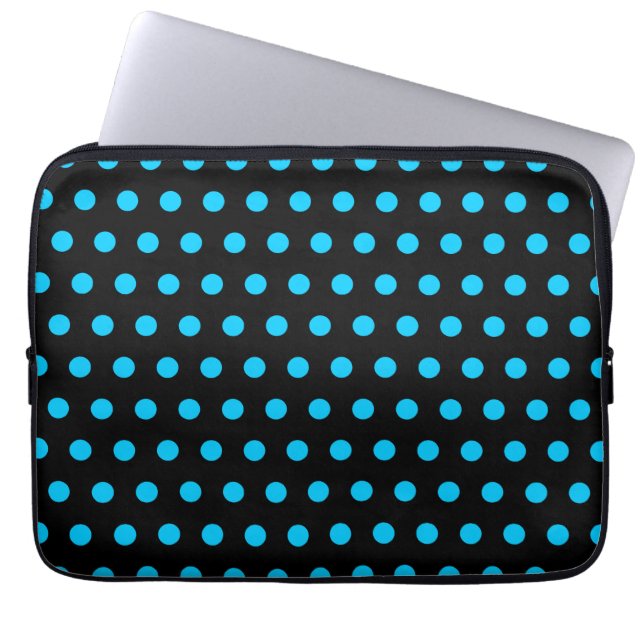 Protection Pour Ordinateur Portable Pois noirs et aqua (Devant)