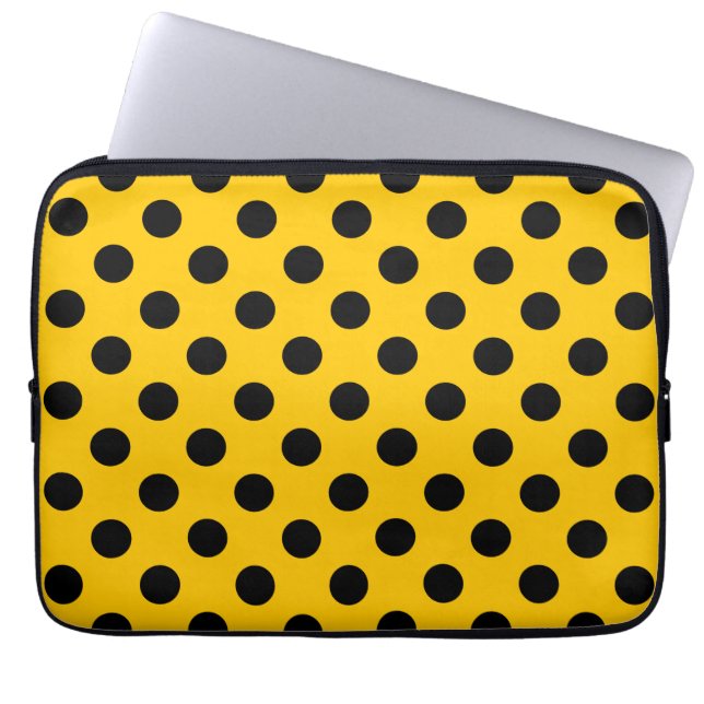Protection Pour Ordinateur Portable Pois noirs sur jaune (Devant)