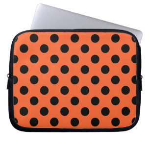 Protection Pour Ordinateur Portable Pois noirs sur orange