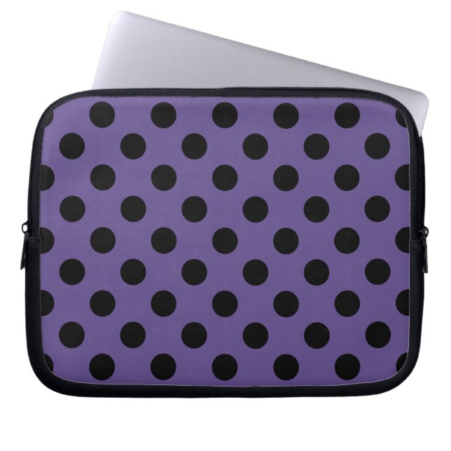 Protection Pour Ordinateur Portable Pois noirs sur ultra violet (Devant)