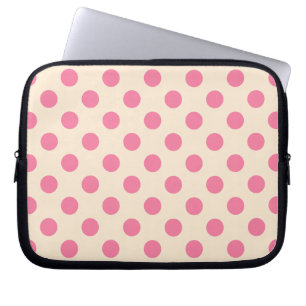 Protection Pour Ordinateur Portable Pois roses à la crème