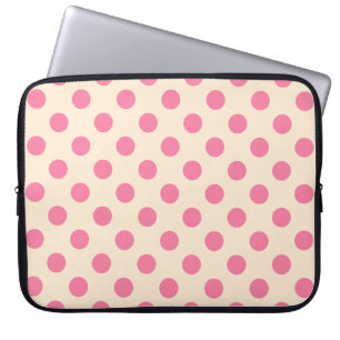 Protection Pour Ordinateur Portable Pois roses à la crème