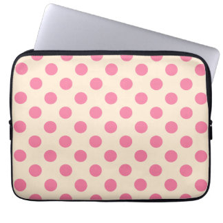Protection Pour Ordinateur Portable Pois roses à la crème