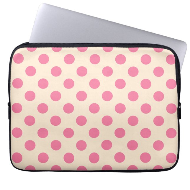 Protection Pour Ordinateur Portable Pois roses à la crème (Devant)