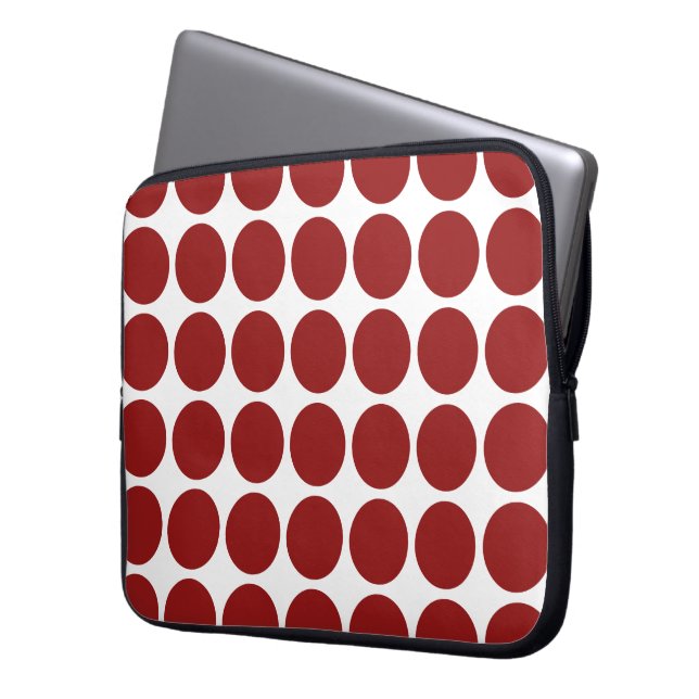 Protection Pour Ordinateur Portable Pois rouges en blanc (devant gauche)