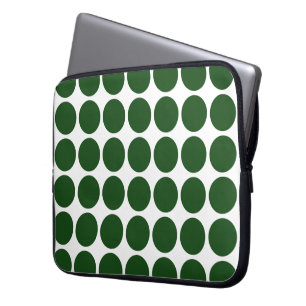 Protection Pour Ordinateur Portable Pois verts en blanc