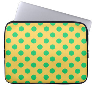 Protection Pour Ordinateur Portable Pois verts sur jaune