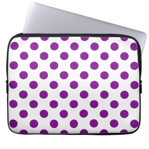 Protection Pour Ordinateur Portable Pois violets et blancs