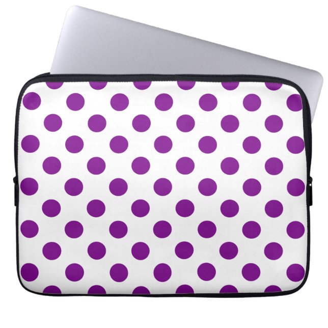 Protection Pour Ordinateur Portable Pois violets et blancs (Devant)