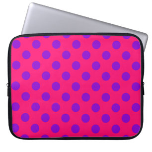 Protection Pour Ordinateur Portable Pois violets sur cerise