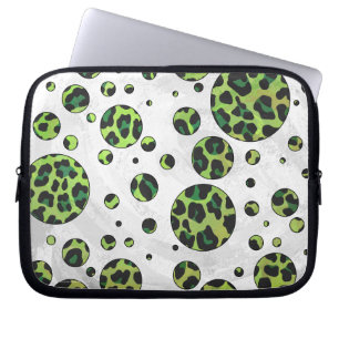 Protection Pour Ordinateur Portable Polka Dot Leopard noir et vert
