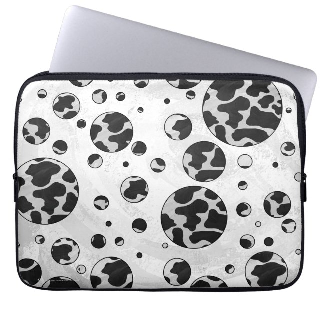 Protection Pour Ordinateur Portable Polka Dot Vache noir et blanc (Devant)
