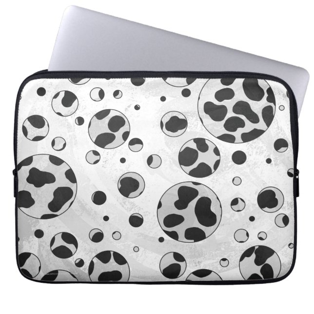 Protection Pour Ordinateur Portable Polka en Dalmatie noir et blanc (Devant)