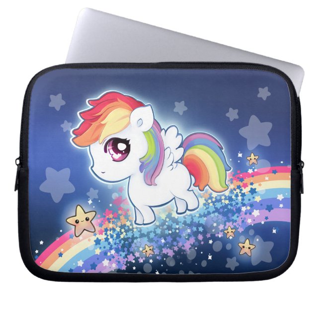 Protection Pour Ordinateur Portable Poney mignon d'arc-en-ciel de Kawaii avec la (Devant)