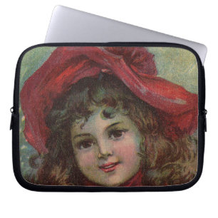 Protection Pour Ordinateur Portable Portrait d'enfant victorien de Noël avec un chapea