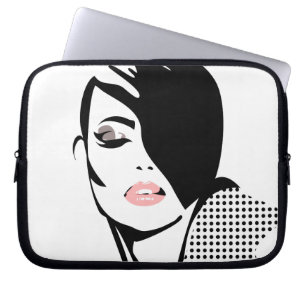 Protection Pour Ordinateur Portable Portrait féminin noir et blanc moderne minimaliste