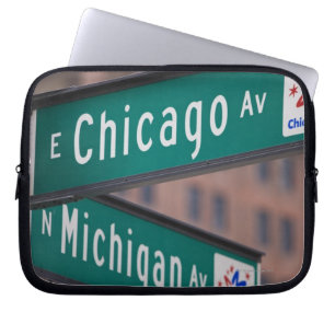 Protection Pour Ordinateur Portable Poteaux indicateurs d'avenue de Chicago et du
