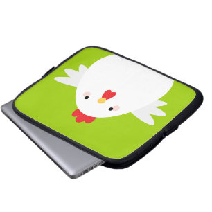 Protection Pour Ordinateur Portable Poulet blanc sur la douille verte de
