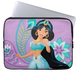 Protection Pour Ordinateur Portable Princesse Jasmine avec plumes et fleurs