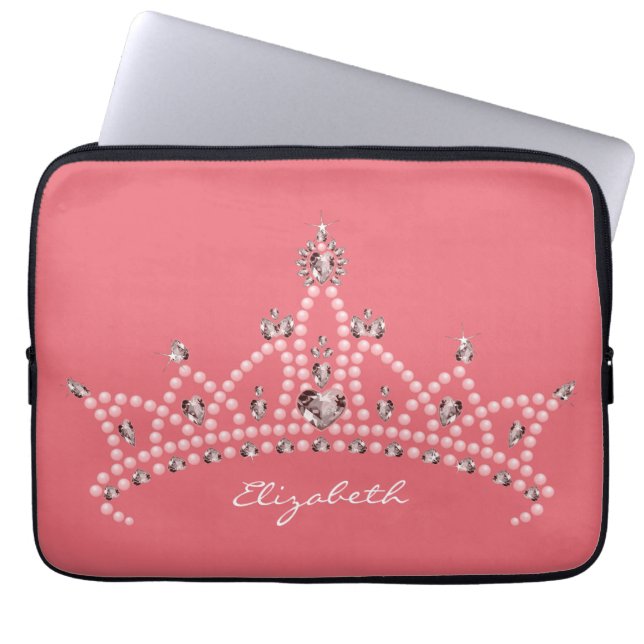 Protection Pour Ordinateur Portable Princesse Tiara Crown Laptop Sleeve (s'est levé) (Devant)