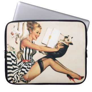 Protection Pour Ordinateur Portable Puppy Lover Pin-up Girl - Retro Pinup Art
