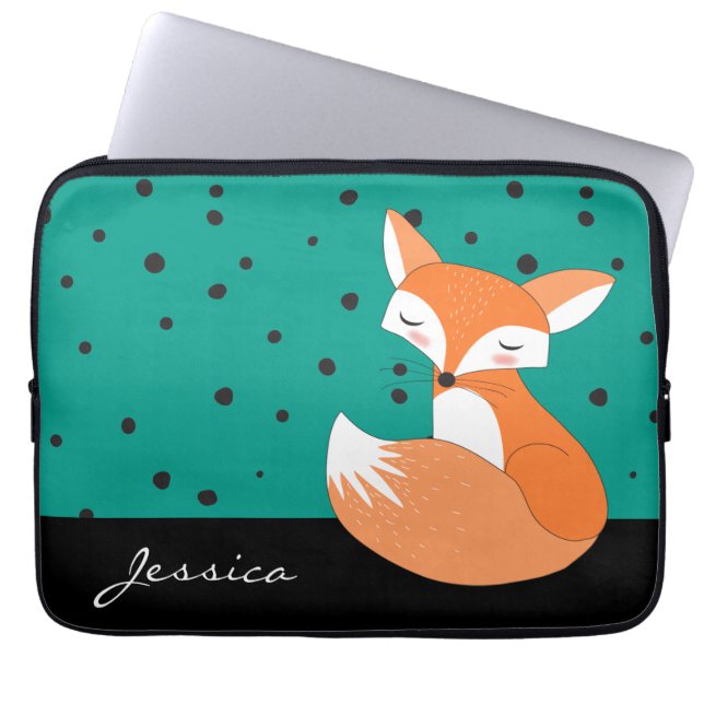 Protection Pour Ordinateur Portable Renard rouillé avec nom personnalisé (Devant)