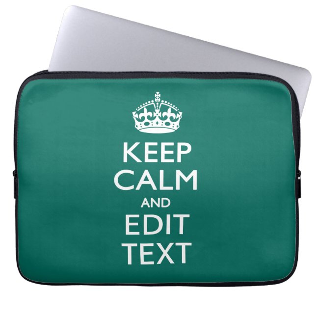 Protection Pour Ordinateur Portable Restez calme et votre texte sur Deep Turquoise (Devant)