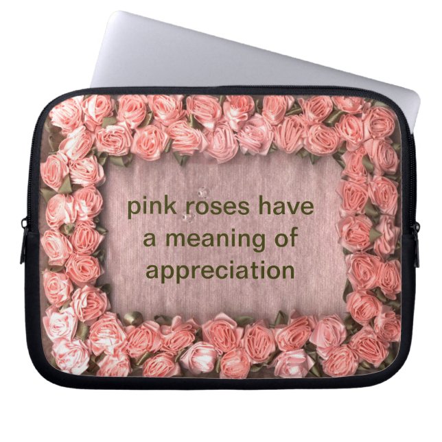 Protection Pour Ordinateur Portable Roses de ruban rose Satin Photo Frame Electronique (Devant)
