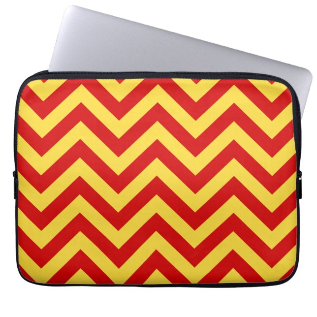 Protection Pour Ordinateur Portable Rouge, ananas Grand Motif Chevron ZigZag (Devant)