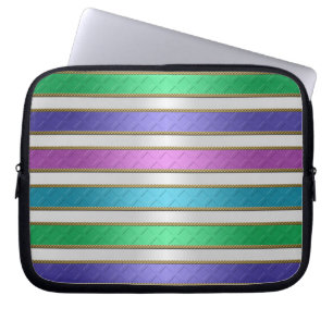 Protection Pour Ordinateur Portable Rubans multicolores rayures en rose bleu violet