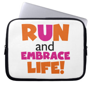 Protection Pour Ordinateur Portable Run and Embrassez Life Orange Pink