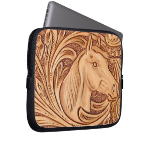 Protection Pour Ordinateur Portable rustique western country cuir cheval équestre
