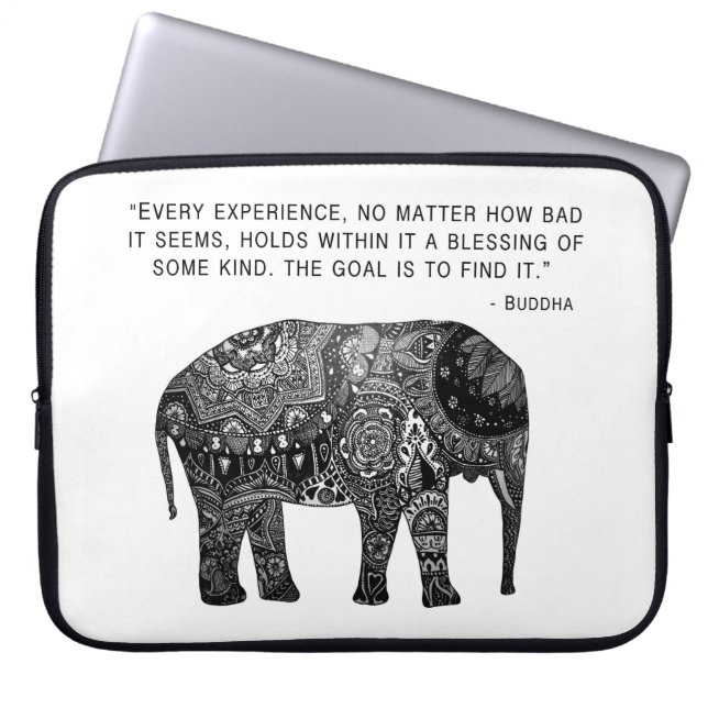 Protection Pour Ordinateur Portable Sagesse d'éléphant de henné de Bouddha (Devant)