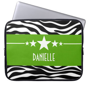 Protection Pour Ordinateur Portable Sassy Green Star Zebra Portable