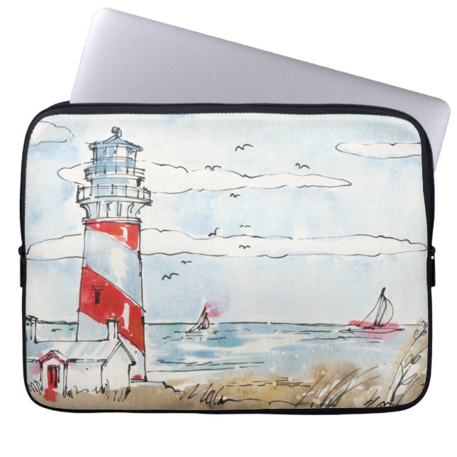 Protection Pour Ordinateur Portable Scène rouge et blanche de phare (Devant)
