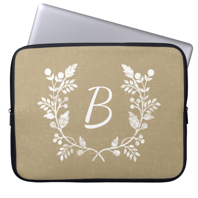 Protection Pour Ordinateur Portable Serre personnalisée Beige blanc vêtue (Devant)