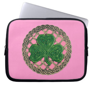 Protection Pour Ordinateur Portable Shamrock rose sur cabot celtique