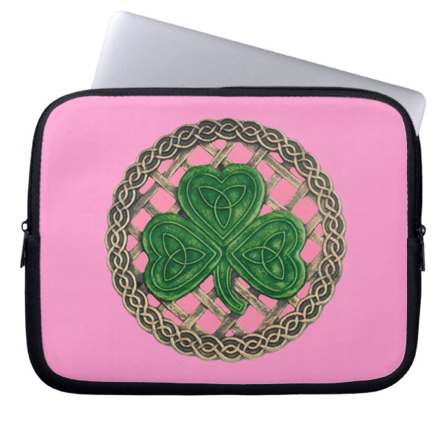 Protection Pour Ordinateur Portable Shamrock rose sur cabot celtique (Devant)