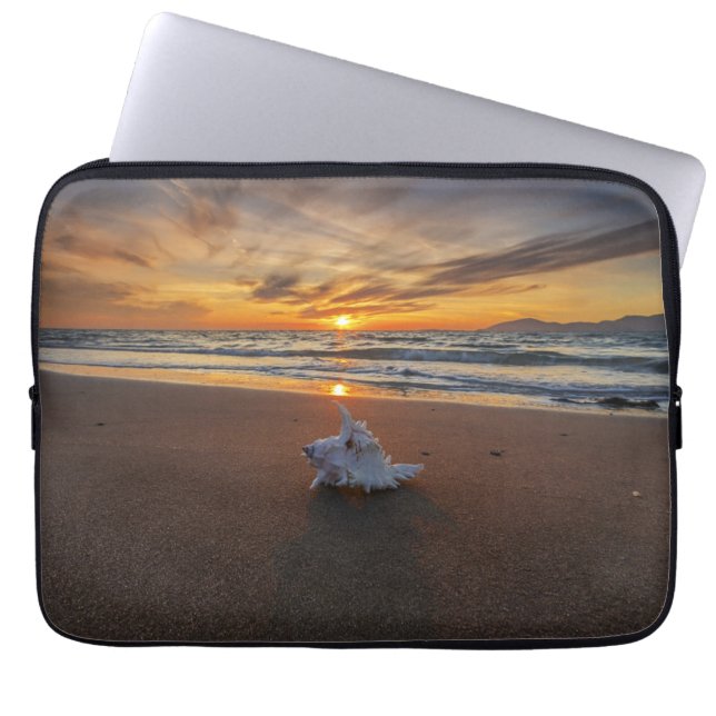 Protection Pour Ordinateur Portable Shell à la plage à l'île du coucher du soleil | (Devant)